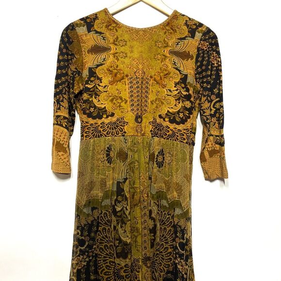 Label Ritu Kumar Gold Full Sleeves Long Fairy Dress M - Picture 6 of 12